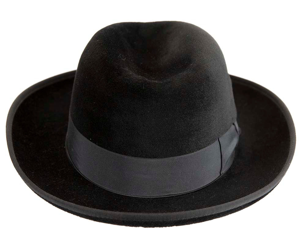 Black Jewish Hasidim rabbit fur fedora hat-3