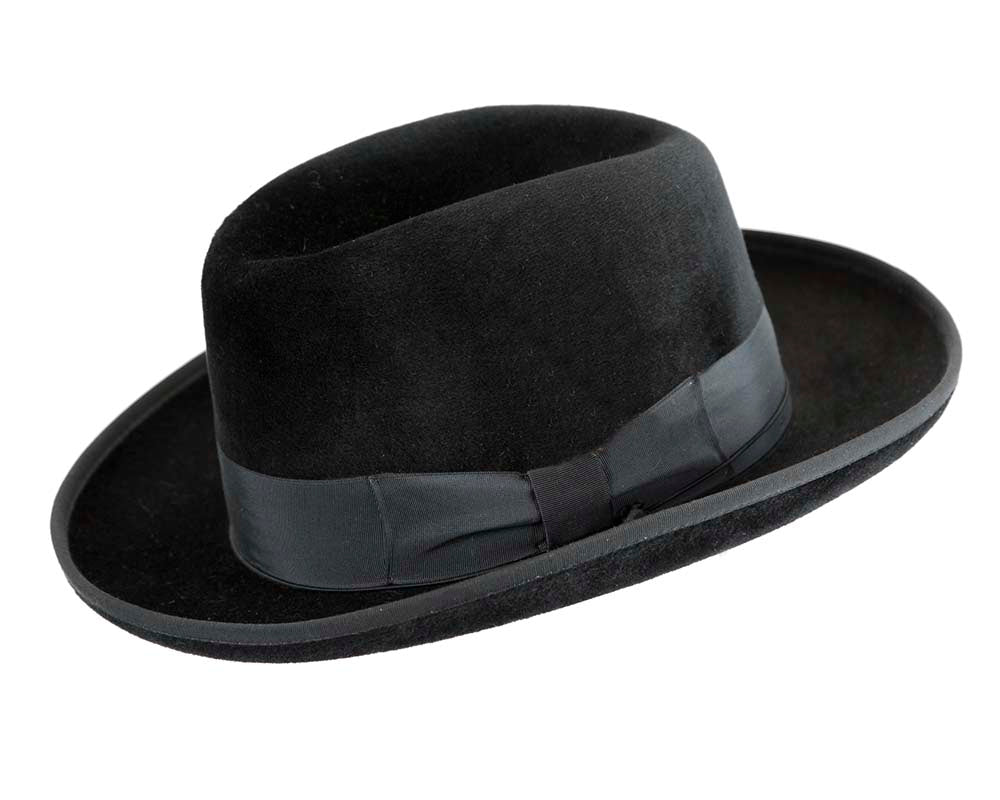 Black Jewish Hasidim rabbit fur fedora hat-2
