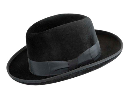 Black Jewish Hasidim rabbit fur fedora hat-2
