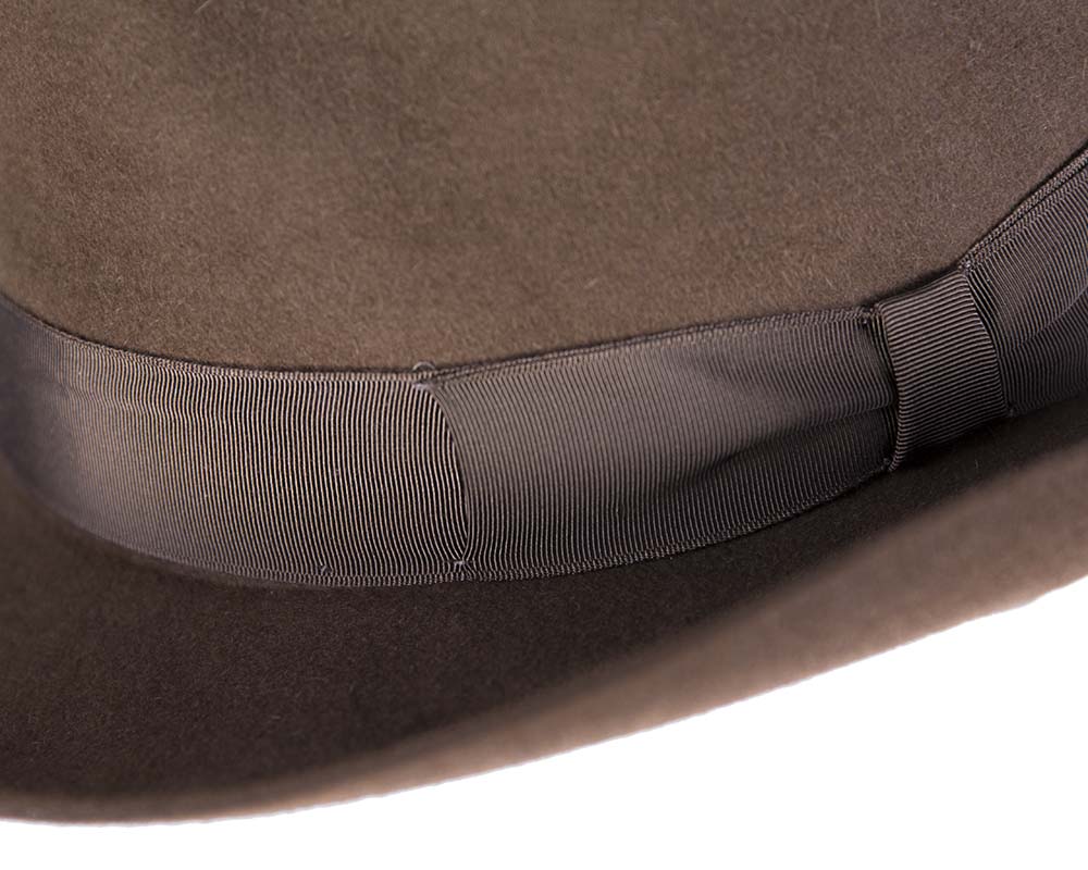 Brown unisex rabbit fur fedora hat T122