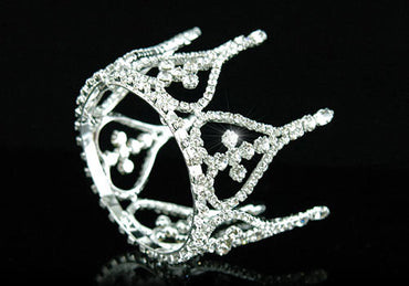 Bridal Wedding Flower Girl / Baby Crystal Rhinestone Full Circle Round Mini Tiara Crown XT1245