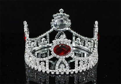 Flower Girl / Baby Royal Photo Prop Round Full Circle Rhinestone Red Mini Tiara Crown XT1268
