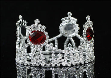 Flower Girl / Baby Royal Photo Prop Round Full Circle Rhinestone Red Mini Tiara Crown XT1268