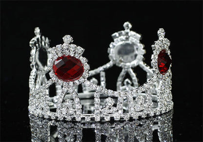 Flower Girl / Baby Royal Photo Prop Round Full Circle Rhinestone Red Mini Tiara Crown XT1268