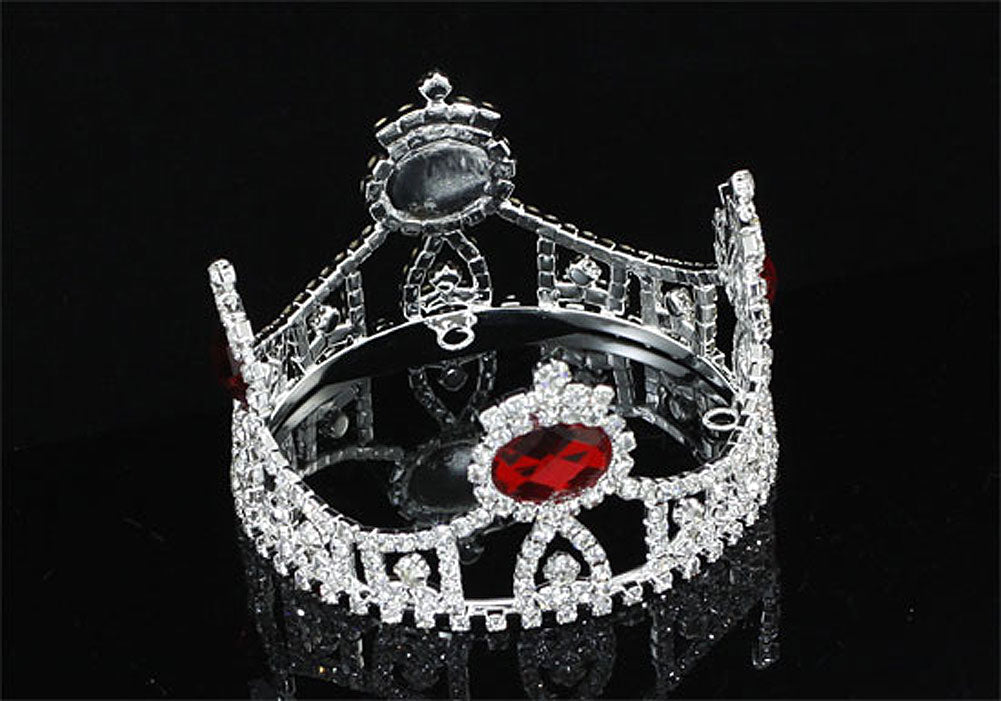 Flower Girl / Baby Royal Photo Prop Round Full Circle Rhinestone Red Mini Tiara Crown XT1268