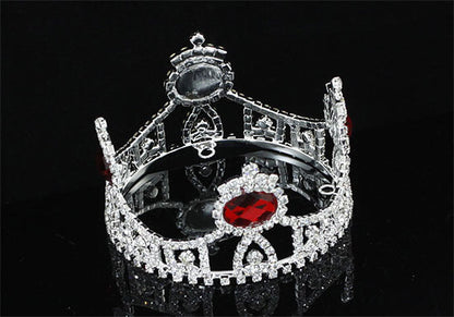 Flower Girl / Baby Royal Photo Prop Round Full Circle Rhinestone Red Mini Tiara Crown XT1268