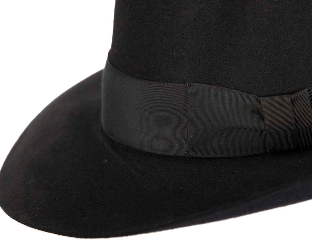 Black rabbit fur wide brim fedora hat