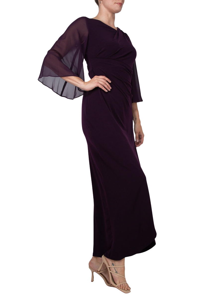 Connected Apparel Asymmetrical Floor Length Chiffon Dress-3