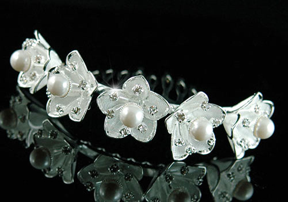 Bride / Flower Girl Crystal Pearl Tiara Comb XT1315