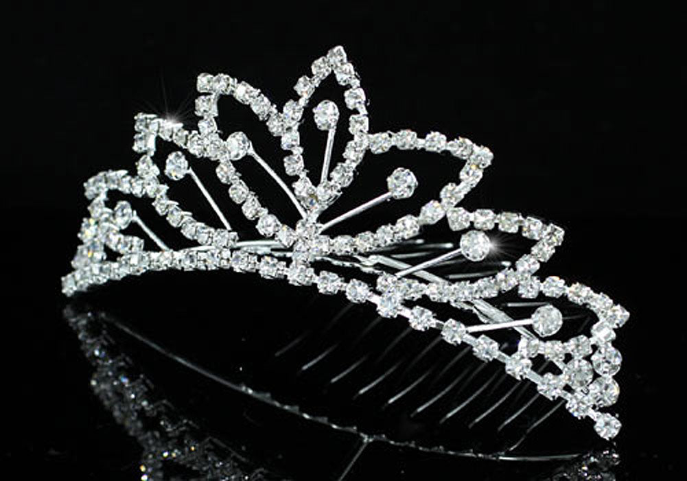 Bridal Wedding Sparkling Crystal Flower Girl Mini Tiara Comb XT1479