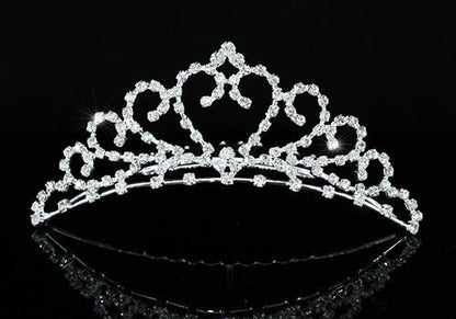 Bridal Wedding Heart Sparkling Crystal Flower Girl Mini Tiara Comb XT1481