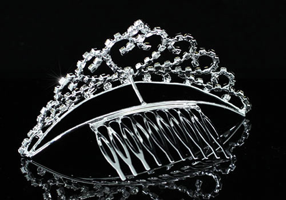 Bridal Wedding Heart Sparkling Crystal Flower Girl Mini Tiara Comb XT1481