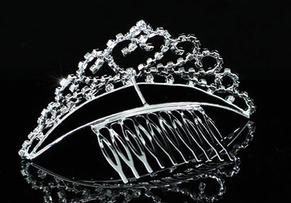 Bridal Wedding Heart Sparkling Crystal Flower Girl Mini Tiara Comb XT1481
