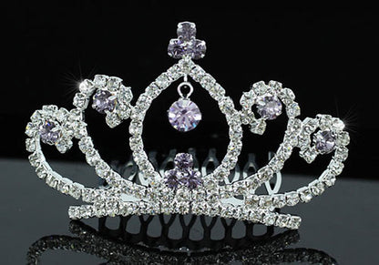 Bridal Wedding Flower Girl Purple Mini Tiara Comb XT1482