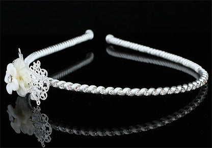 Bridal Flower Girl Ivory Fabric Ceramic Headband Tiara XT1597