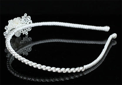 Bridal Flower Girl Ivory Fabric Ceramic Headband Tiara XT1597