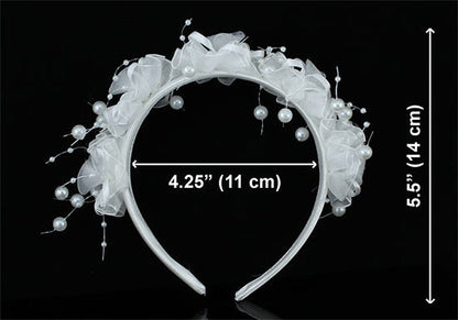 Bridal Flower Girl White Fabric Headband Tiara XT1643