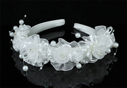 Bridal Flower Girl Light Ivory Fabric Headband Tiara XT1644