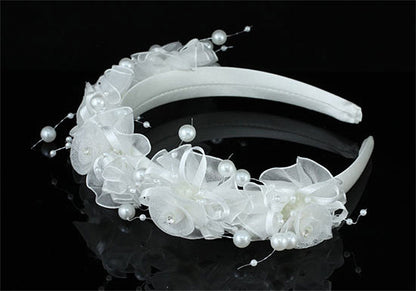 Bridal Flower Girl Light Ivory Fabric Headband Tiara XT1644