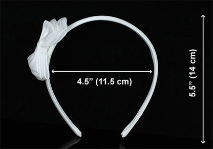 Bridal Flower Girl White Fabric Bow Headband Tiara and 2 X Hair Clips XT1651