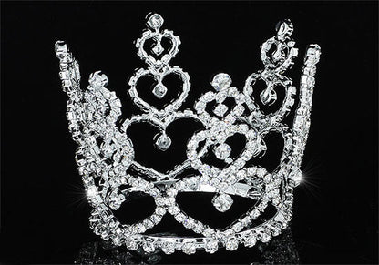 Bridal Heart Bride / Flower Girl Rhinestone Full Circle Round Mini Tiara Crown XT1708