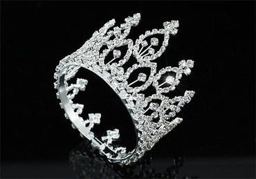 Bridal Silver Flower Girl / Baby Round Full Circle Rhinestone Mini Tiara Crown XT1742