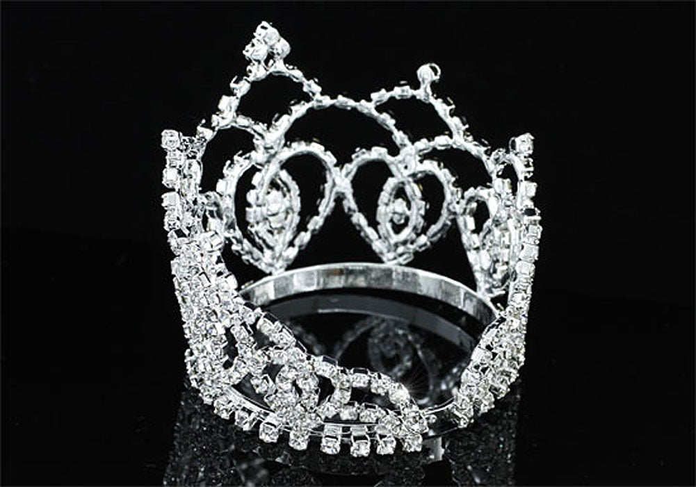 Bridal Silver Flower Girl / Baby Round Full Circle Rhinestone Mini Tiara Crown XT1743