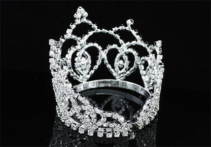Bridal Silver Flower Girl / Baby Round Full Circle Rhinestone Mini Tiara Crown XT1743