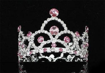 Flower Girl / Baby Crystal Full Circle Round Pink Mini Crown Tiara XT1765