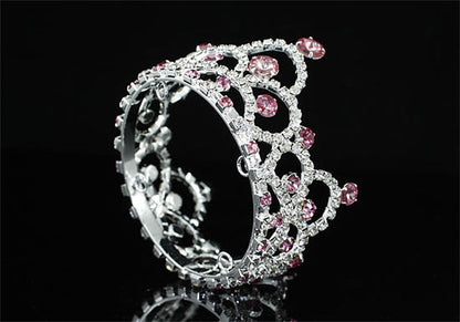 Flower Girl / Baby Crystal Full Circle Round Pink Mini Crown Tiara XT1765