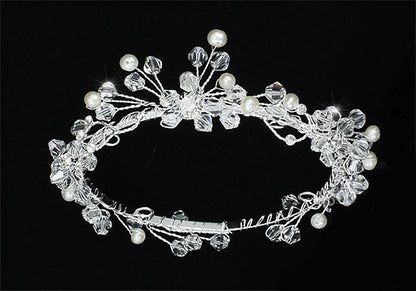 Handmade Flower Girl / Baby Crystal Fresh Water Pearls Full Circle Round Mini Crown Tiara XT1772