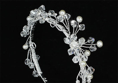Handmade Flower Girl / Baby Crystal Fresh Water Pearls Full Circle Round Mini Crown Tiara XT1772