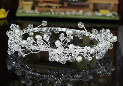 Handmade Flower Girl / Baby Crystal Fresh Water Pearls Full Circle Round Mini Crown Tiara XT1772