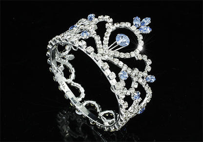 Flower Girl / Baby Crystal Full Circle Round Blue Mini Crown Tiara XT1774