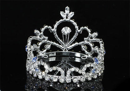 Flower Girl / Baby Crystal Full Circle Round Blue Mini Crown Tiara XT1774