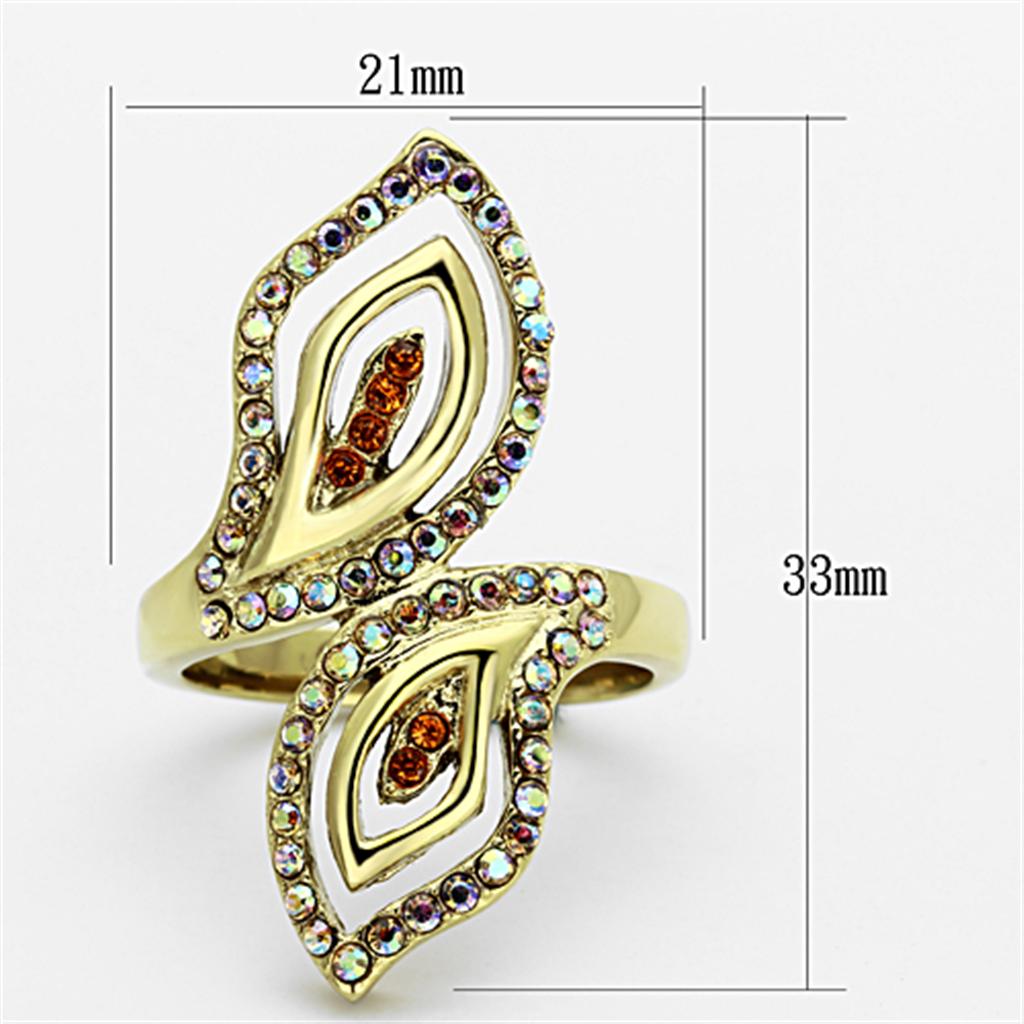 TK1289 - IP Gold(Ion Plating) Stainless Steel Ring with Top Grade Crystal in Multi Color