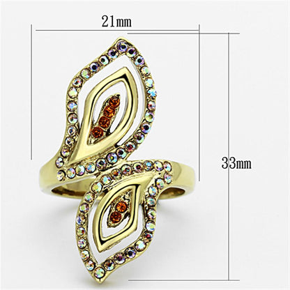 TK1289 - IP Gold(Ion Plating) Stainless Steel Ring with Top Grade Crystal in Multi Color