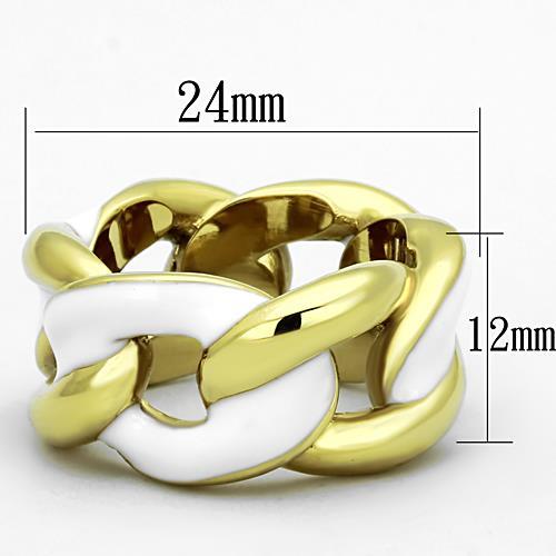 TK1369 - IP Gold(Ion Plating) Stainless Steel Ring with Epoxy in White