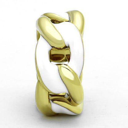 TK1369 - IP Gold(Ion Plating) Stainless Steel Ring with Epoxy in White