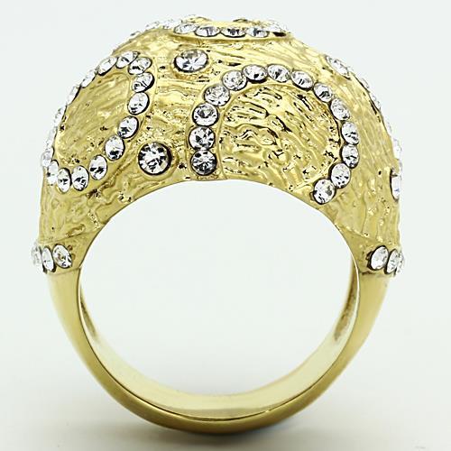 TK1419 - IP Gold(Ion Plating) Stainless Steel Ring with Top Grade Crystal in Clear
