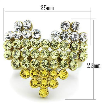 TK1642 - IP Gold(Ion Plating) Stainless Steel Ring with Top Grade Crystal in Multi Color