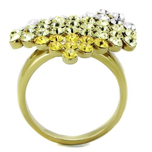 TK1642 - IP Gold(Ion Plating) Stainless Steel Ring with Top Grade Crystal in Multi Color