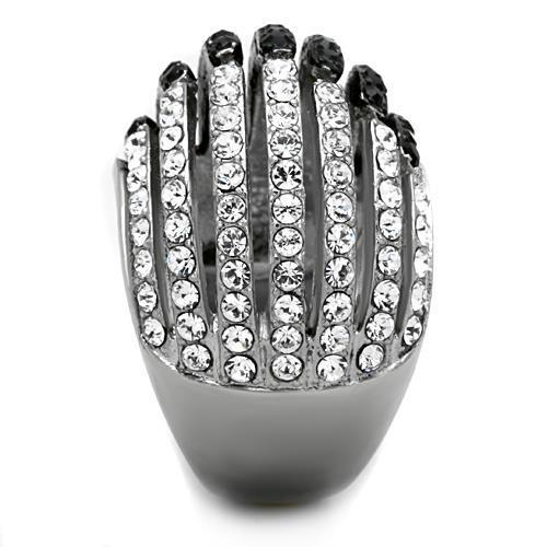 TK1686 - Two-Tone IP Black Stainless Steel Ring with Top Grade Crystal in Jet