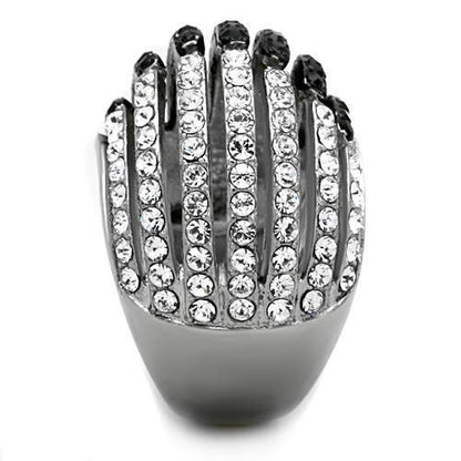 TK1686 - Two-Tone IP Black Stainless Steel Ring with Top Grade Crystal in Jet