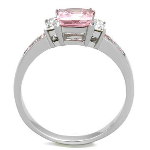 TK2169 - High polished (no plating) Stainless Steel Ring with AAA Grade CZ in Rose