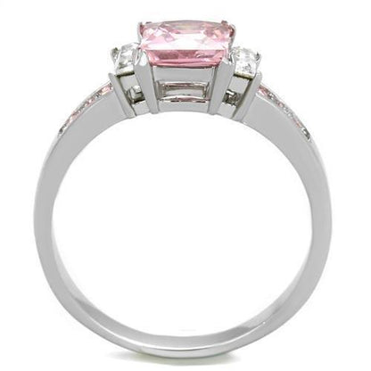 TK2169 - High polished (no plating) Stainless Steel Ring with AAA Grade CZ in Rose