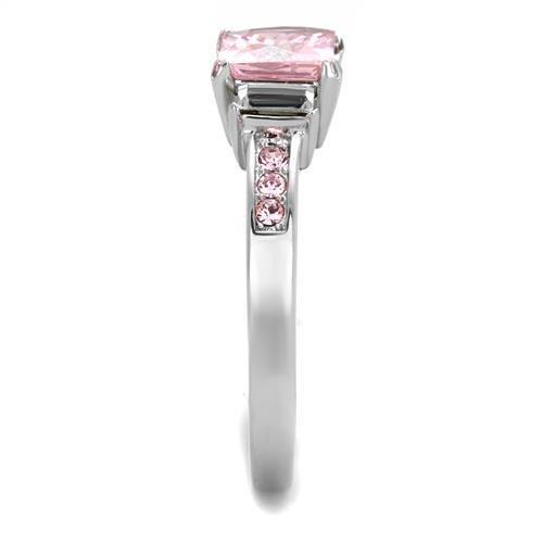 TK2169 - High polished (no plating) Stainless Steel Ring with AAA Grade CZ in Rose