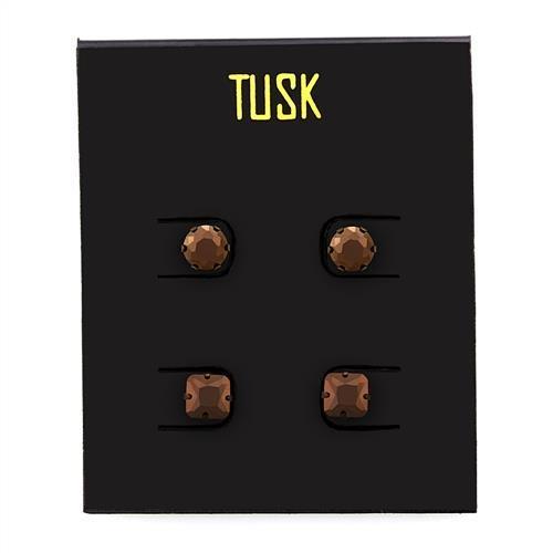 TK2443 - Two Tone IP Light Brown (IP Light coffee) Stainless Steel Earrings with AAA Grade CZ in Light Coffee