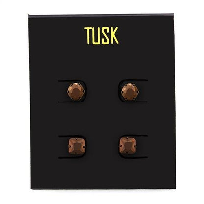 TK2443 - Two Tone IP Light Brown (IP Light coffee) Stainless Steel Earrings with AAA Grade CZ in Light Coffee