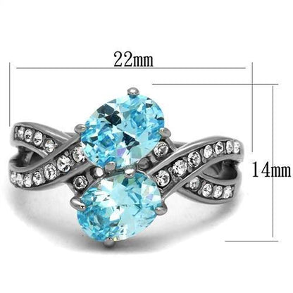 TK2501 - High polished (no plating) Stainless Steel Ring with AAA Grade CZ in Sea Blue